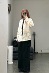 AVIVA JIFEI XUE Ancient Constellation Embroidered Patchwork White Shirt S22-ELSS